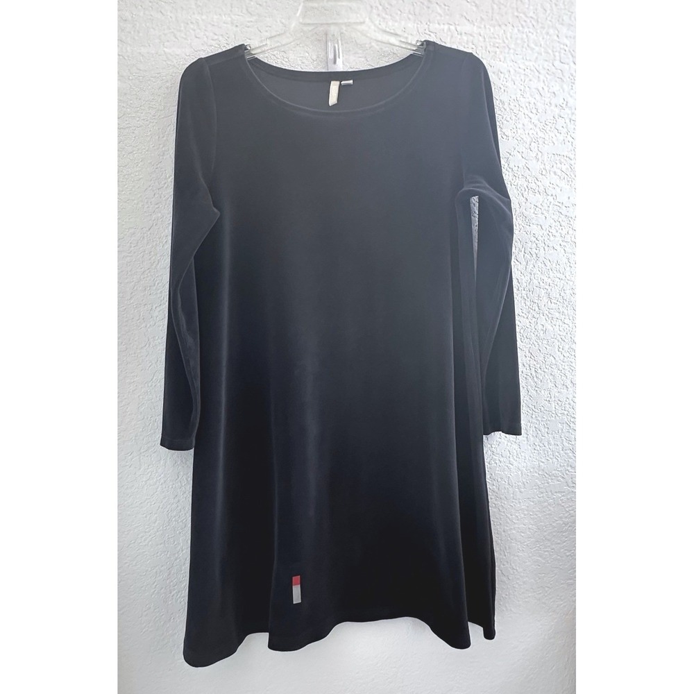 Pure‎ Jill Casual Whimsigoth Minimalist Lagenlook Black Velvet Dress Sz L READ
